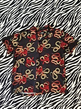 Straight To Hell Snake Print Shirt - Black/Red